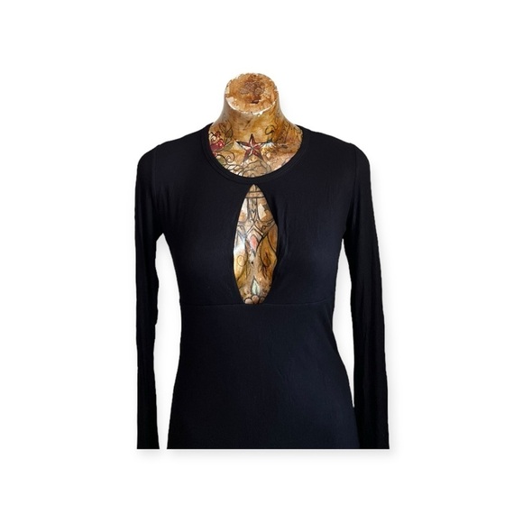 Michael Lauren dress long sleeve black keyhole front mini - Picture 2 of 8